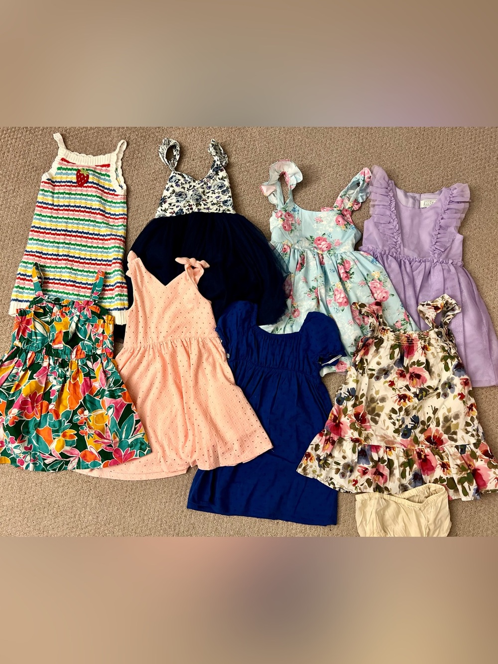 Girls Mixed Summer Dress Lot - Navy, Peach, Floral 3t